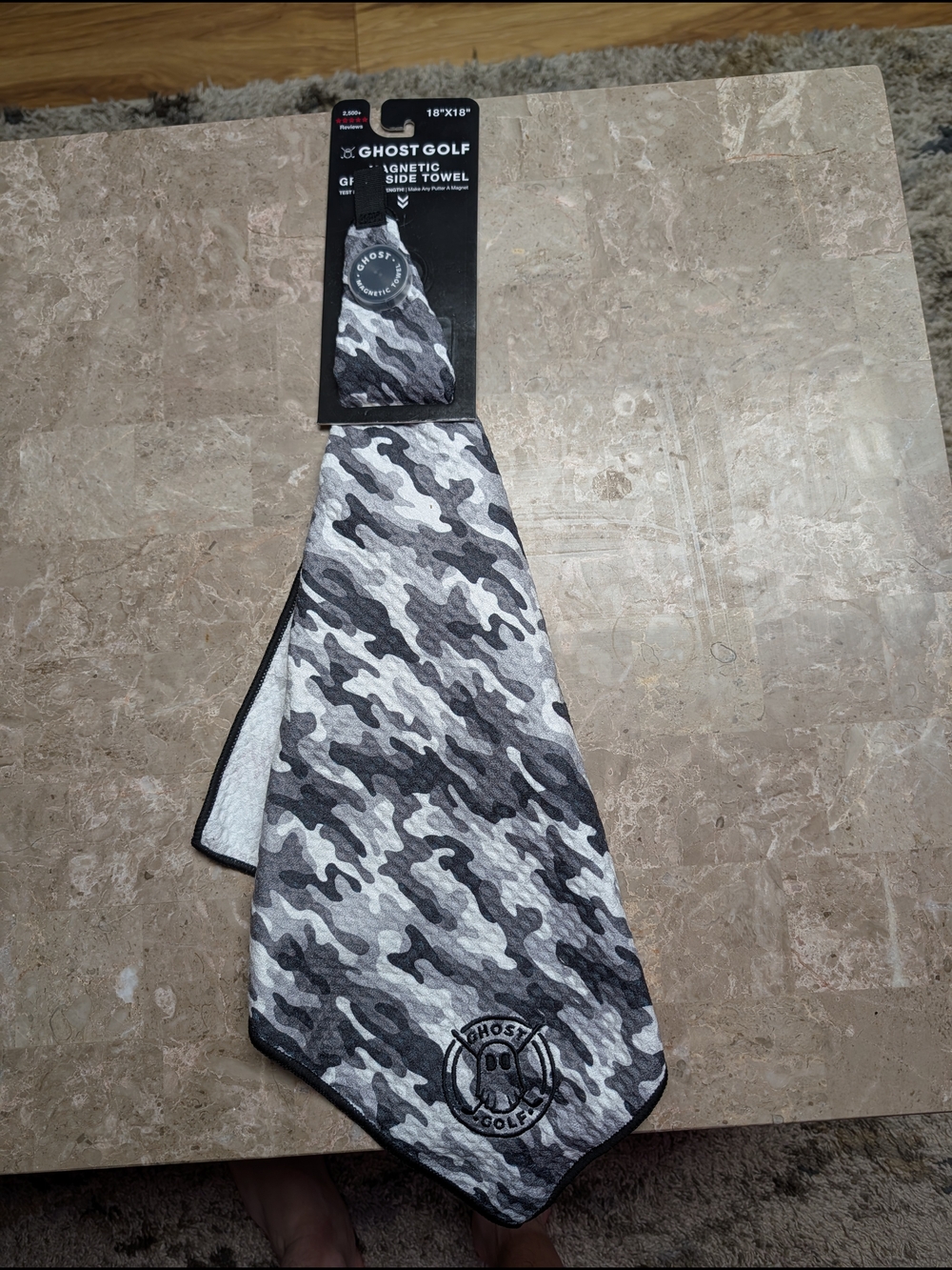 Ghost Golf Gray Camo Golf Towel Magnetic